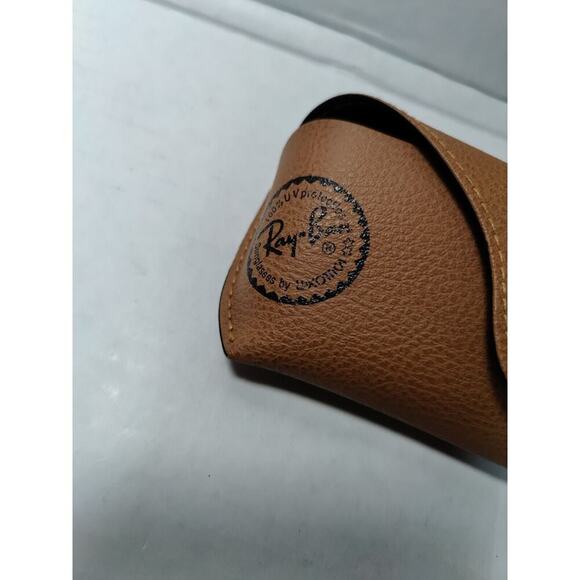 Ray Ban Brown Leather Case only No cleaning cloth PRE OWNED Black Logo - Picture 5 of 13